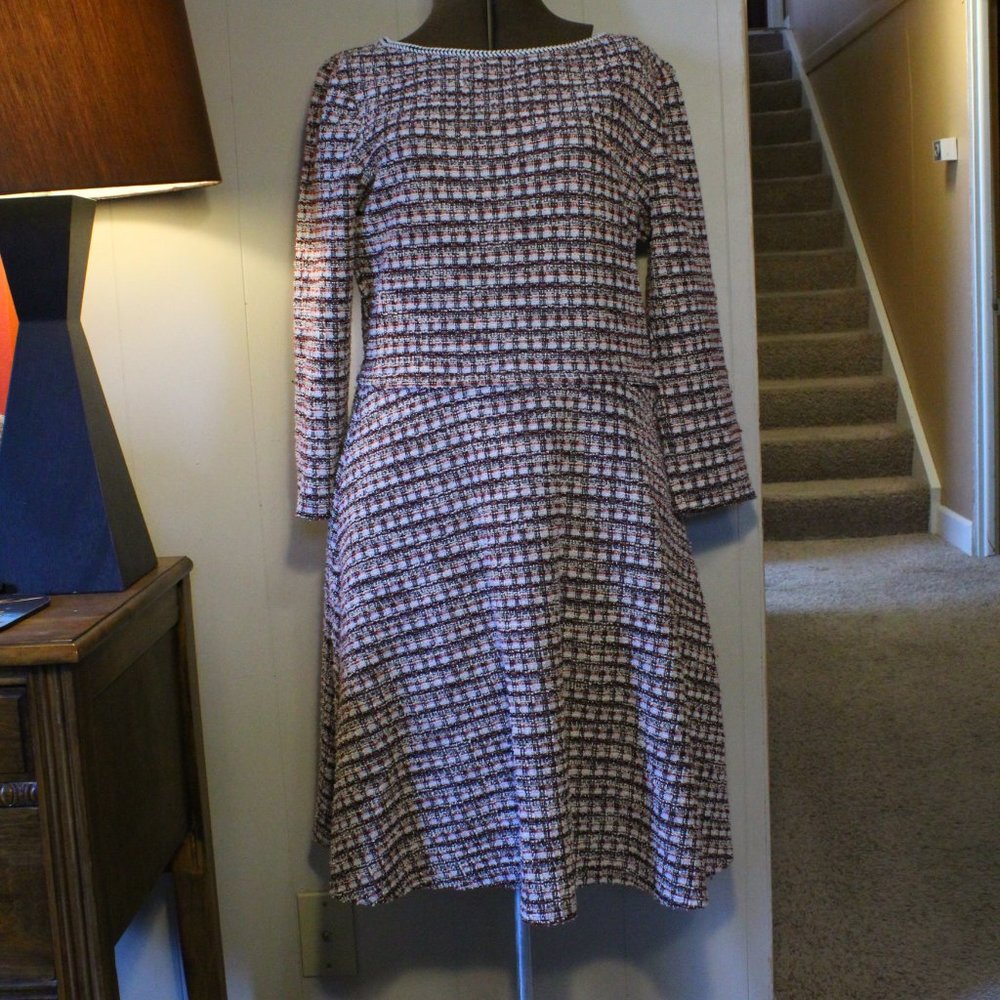 Textured Red/Black Patterned Dress